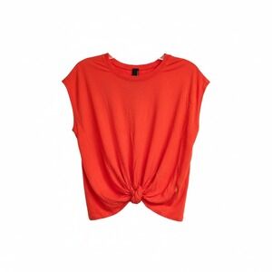 Bobi Los Angeles Orange Cap Sleeve Twist Front T Shirt Size XS